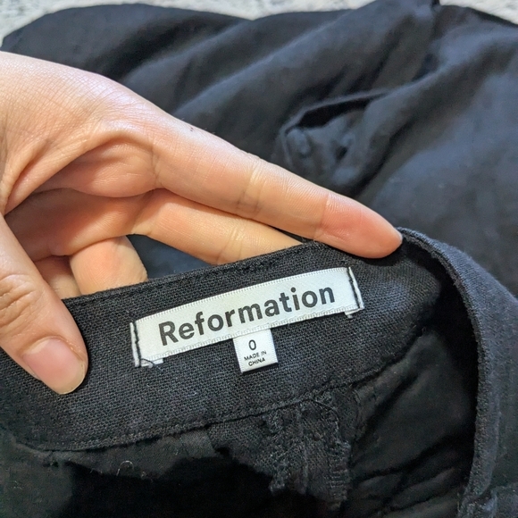 Reformation Black Linen Pants Earl Wide Leg Linen Blend Pants Size 0 - Picture 4 of 8